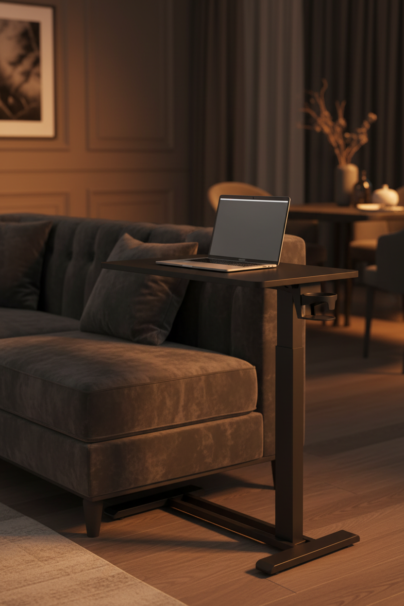 Noir Side Desk - Cup Holder Detail